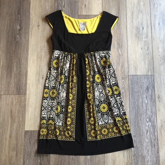 Maggy London Dresses & Skirts - *Black & Yellow Empire Waist Dress 4P